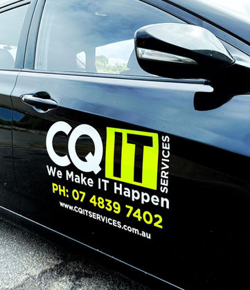 A car with a logo decal applied.