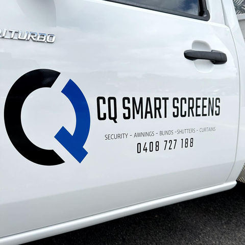 A vehicle with a logo decal.