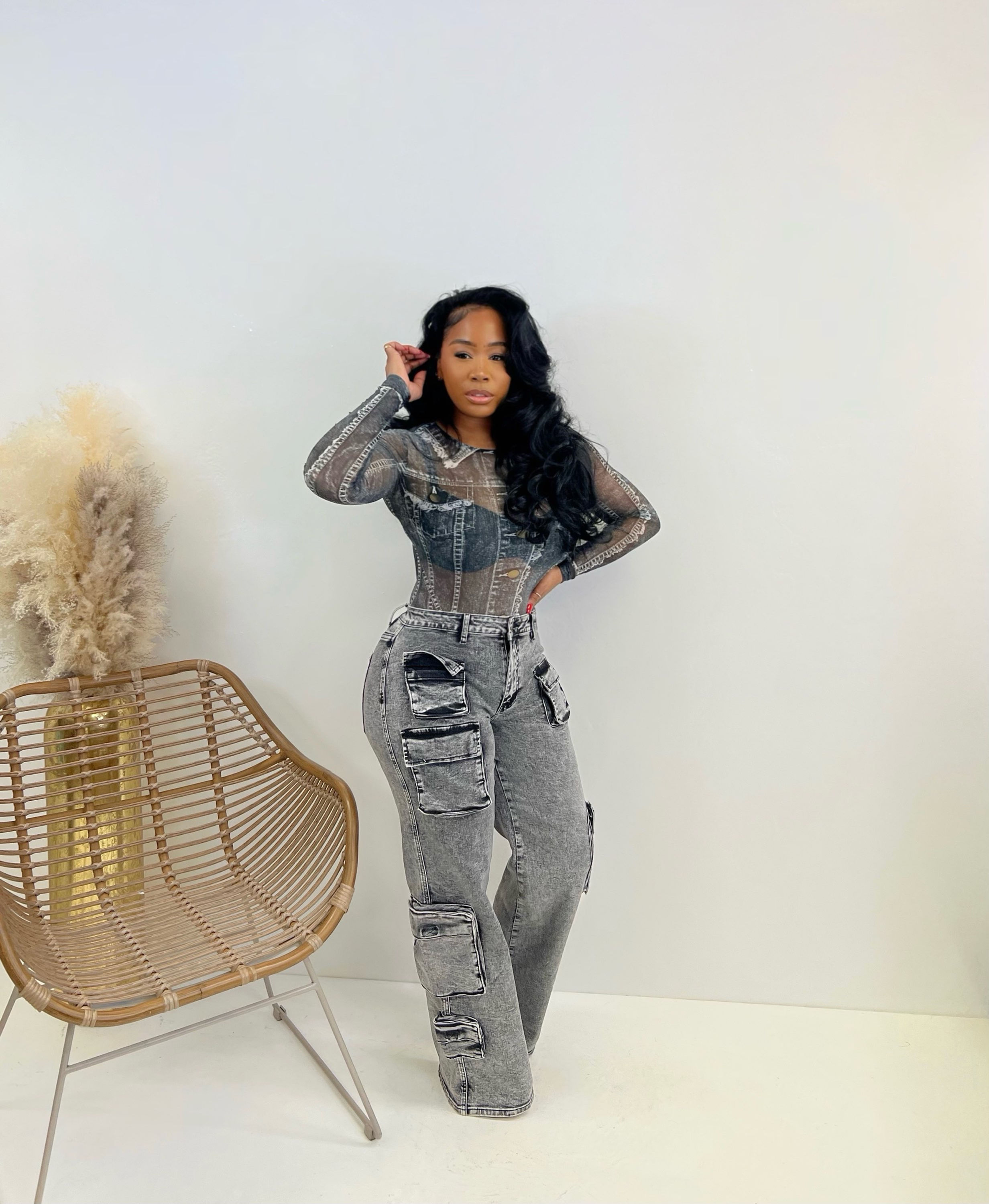 Kara Denim Print Bodysuit