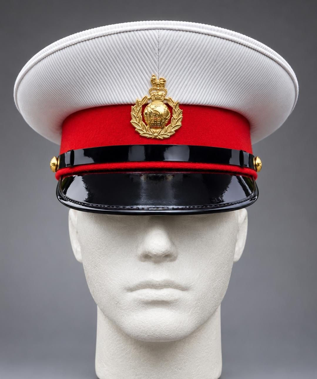 Royal Marines Forage Cap & Brass Cap Badge New
