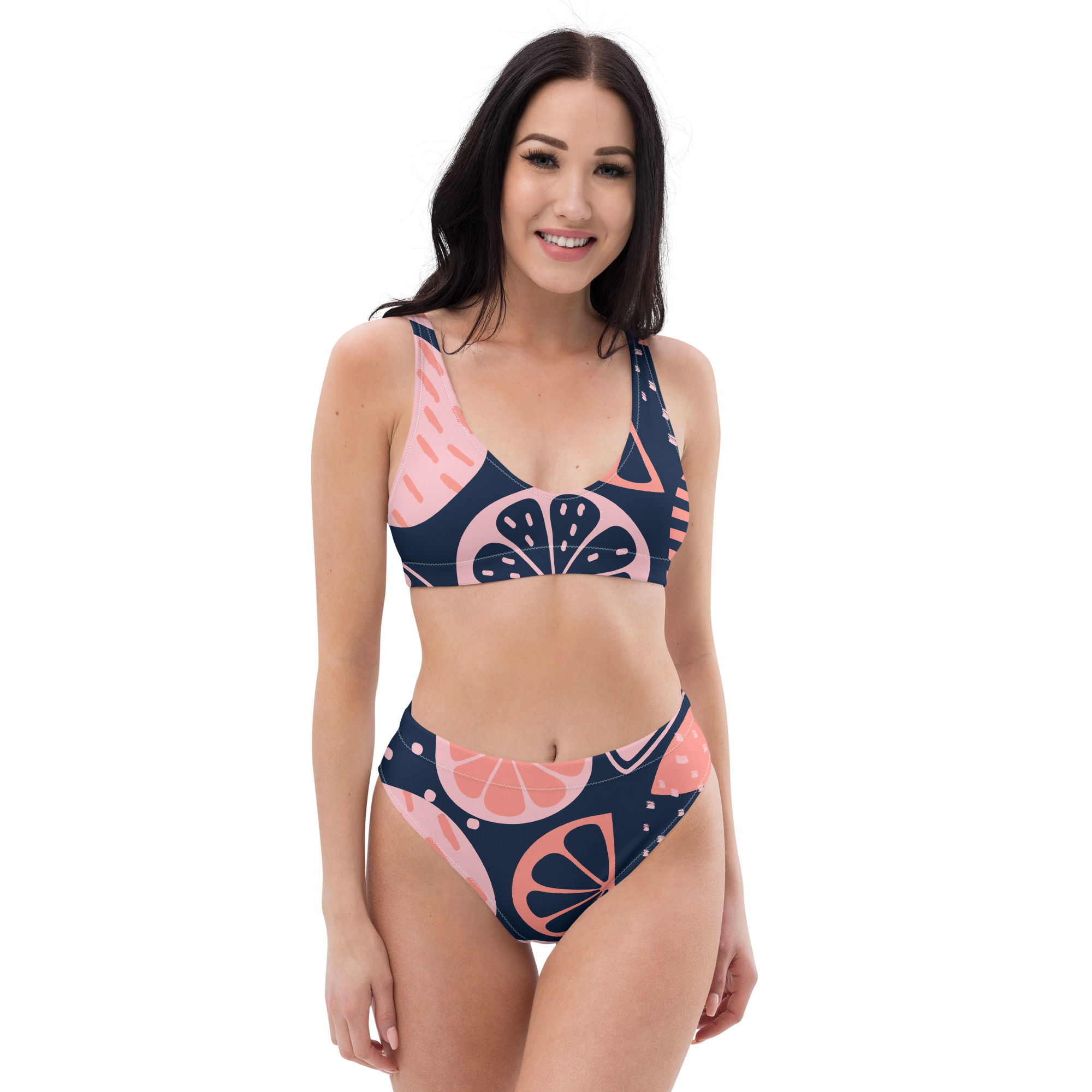 Lemonade Summer Navy High Waisted Bikini