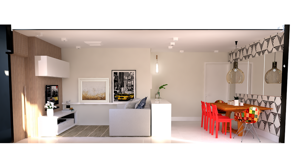 Perspectiva geral do living