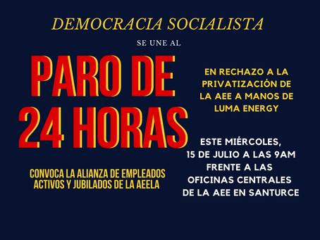 Democracia Socialista se opone a privatización de la Autoridad de Energía Eléctrica