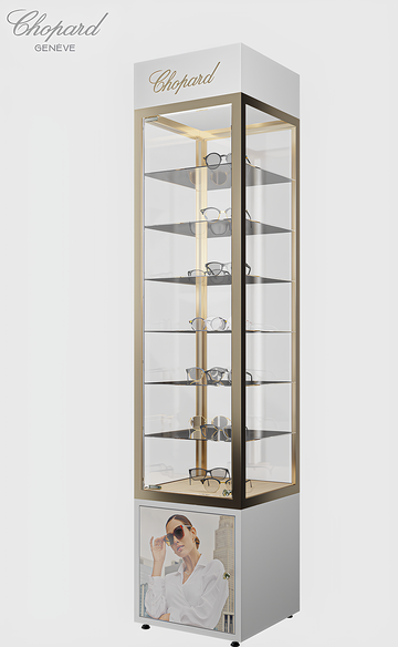 PLV vitrine CHOPARD, Axeis fabrique, Ain, Auvergne-Rhône-Alpes, france