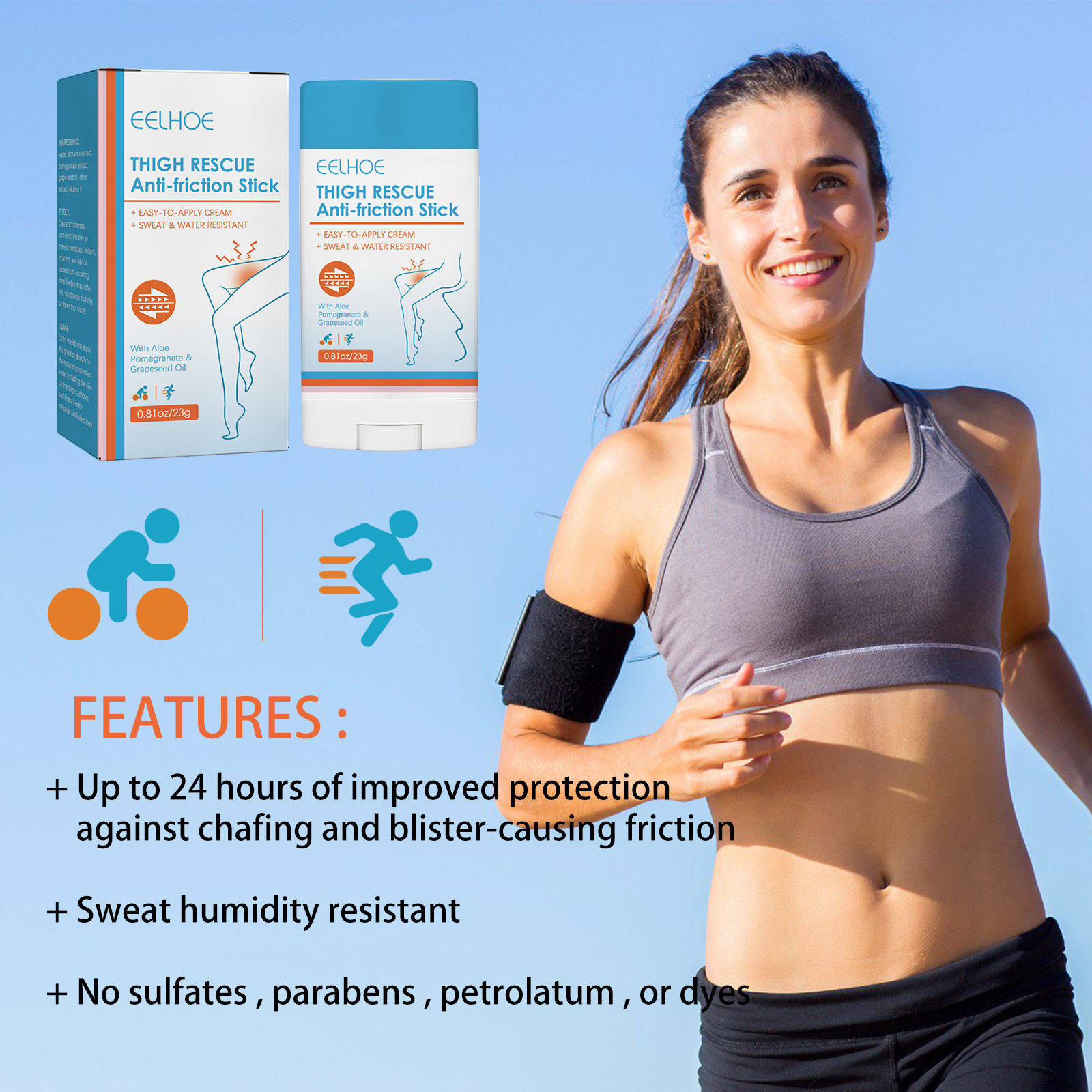 Thigh Anti-friction Stick Anti Chafe Cream Women Running Chafe Stick Sweat-proof