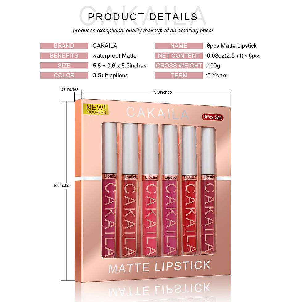 Thumbnail: CAKAILA 6-Color Lip Gloss Lipstick Set Liquid Matte Velvet Matte Women's Makeup 