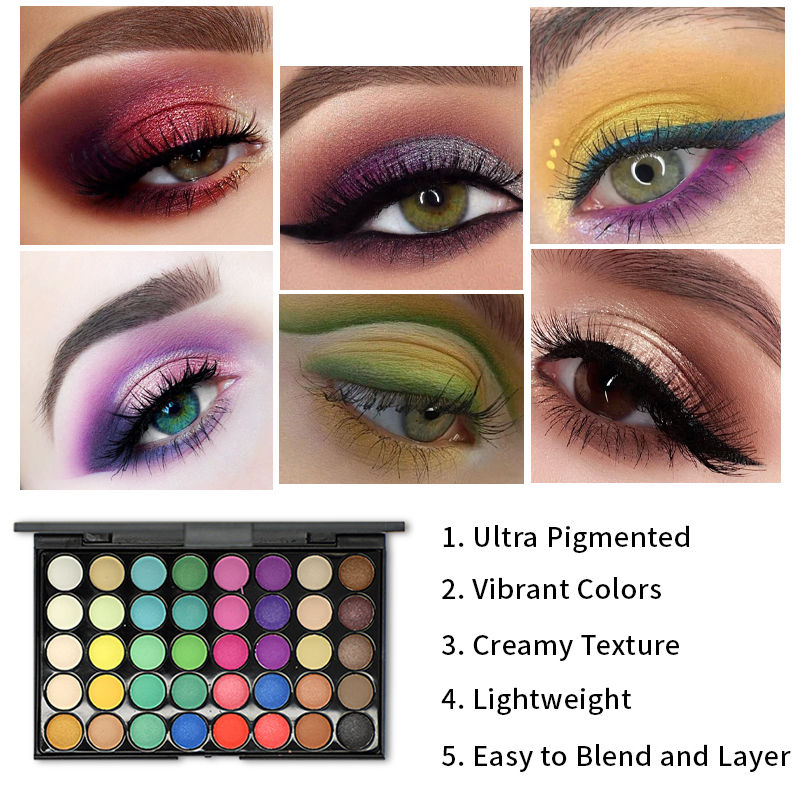 Thumbnail: 40 Colors Glitter Eyeshadow Palette Matte Waterproof Long Lasting Pressed Powder