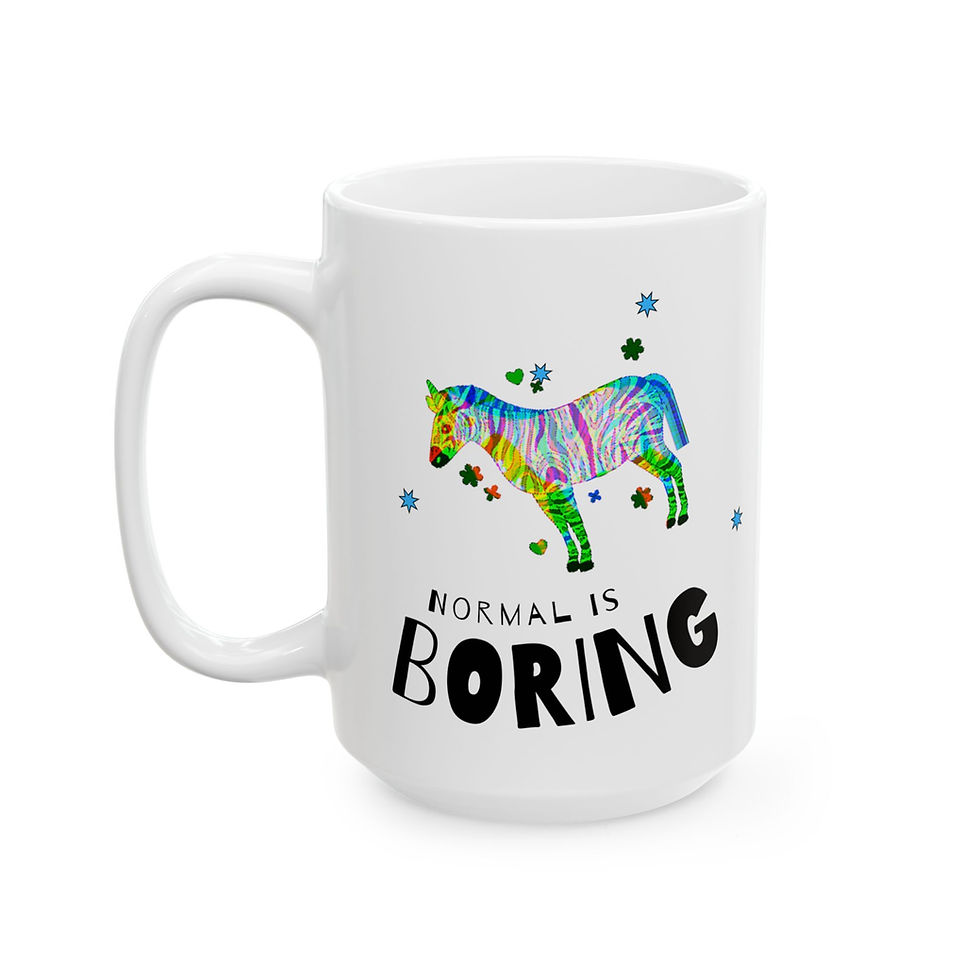 Thumbnail: "Normal is boring" Rainbow Zebra Mug for EDS and Rare Diseases