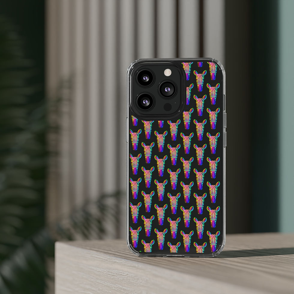 Thumbnail: Clear phone case with colorful zebras