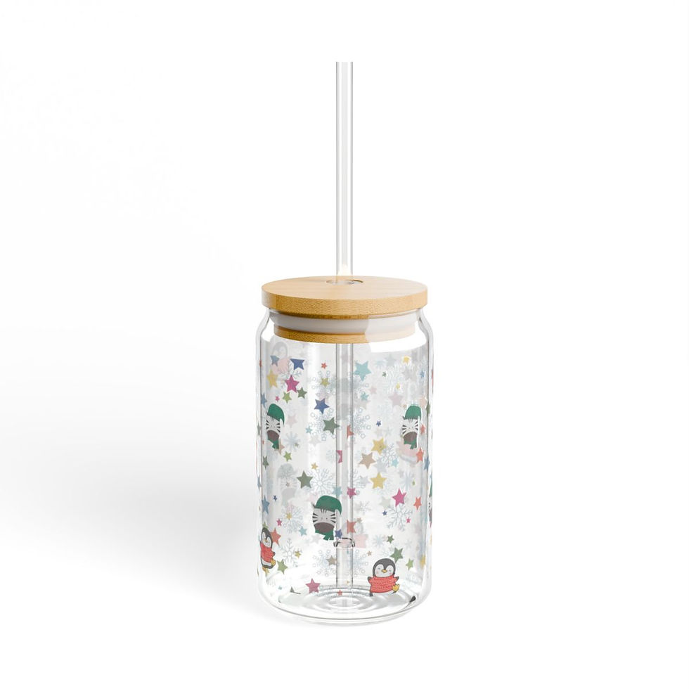 Thumbnail:  Christmas zebra, penguin star Sipper Glass, 16oz