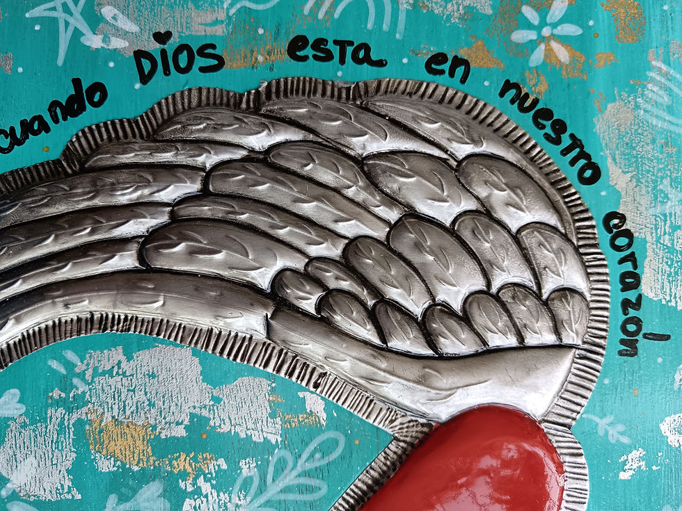 Miniatura: CUADRO CORAZÓN ALADO TURQUESA
