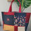 Miniature : Sac Cabas Patchwork Bordeau, Marine et Or.