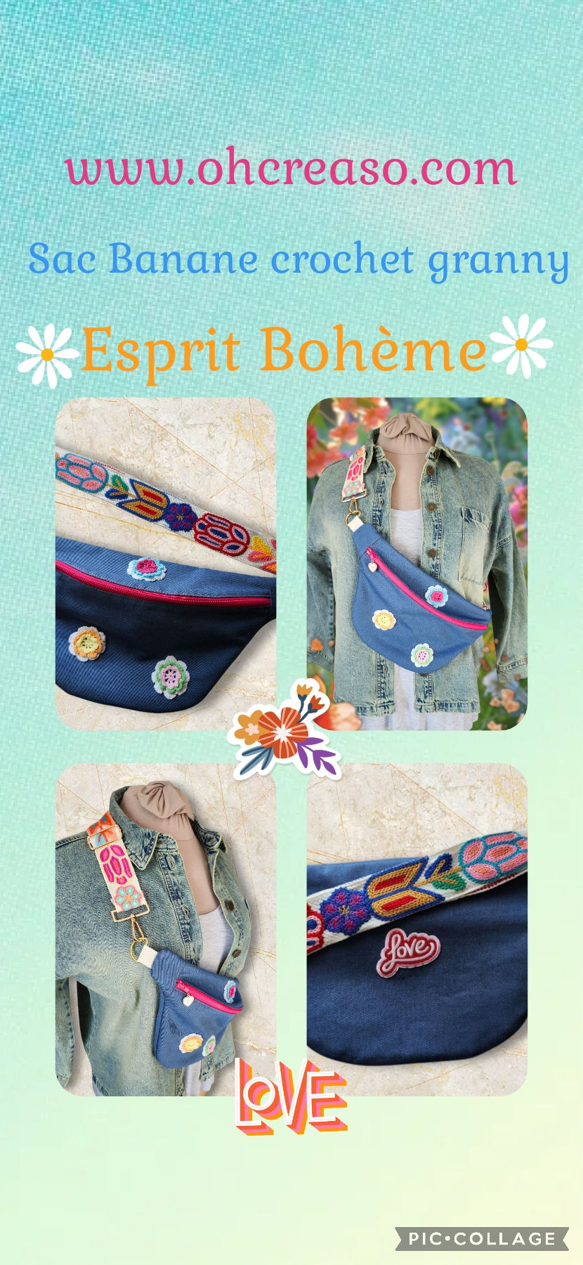 Miniature : Sac Banane Crochet granny.