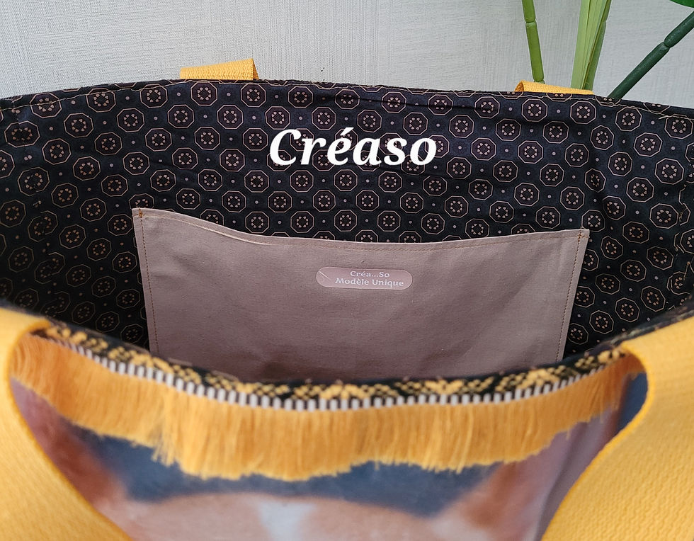 Miniature : Sac Cabas CHIHUAHUA Bleu jeans et Jaune