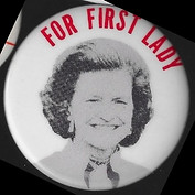 Image of Betty Ford with the text For First Lady in red