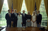 Image of President Ford, First Lady Betty Ford and their children, 3 men and 2 women.