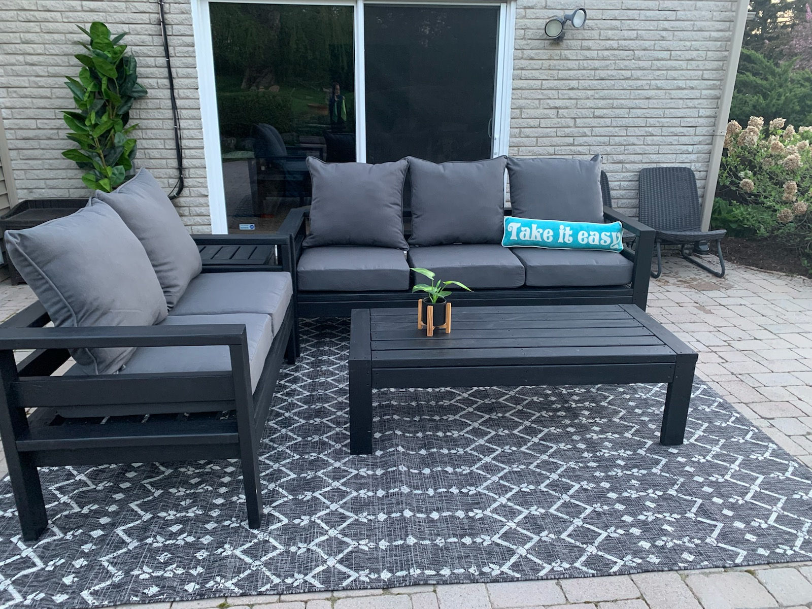 Sofa and loveseat with matching coffee and end table