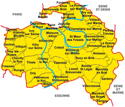 Carte du Val-de-Marne 94 - Couvreur 94