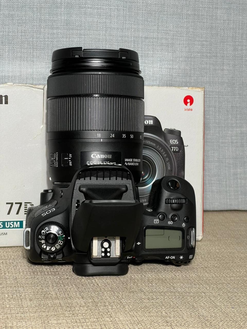 Thumbnail: Canon EOS 77D DSLR camera with EF-S 18-135mm IS USM lens in excellent condition, complete kit with original box and accessori