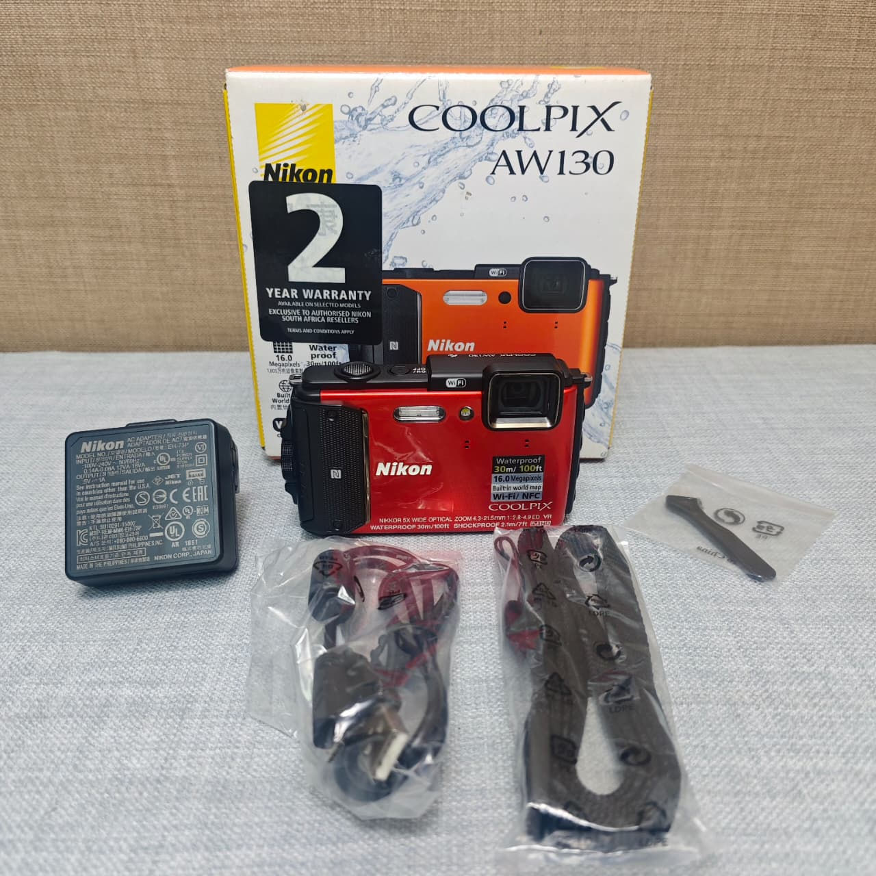 Nikon COOLPIX AW130 Waterproof Camera – Rugged GPS WiFi Red (Excellent Condition)