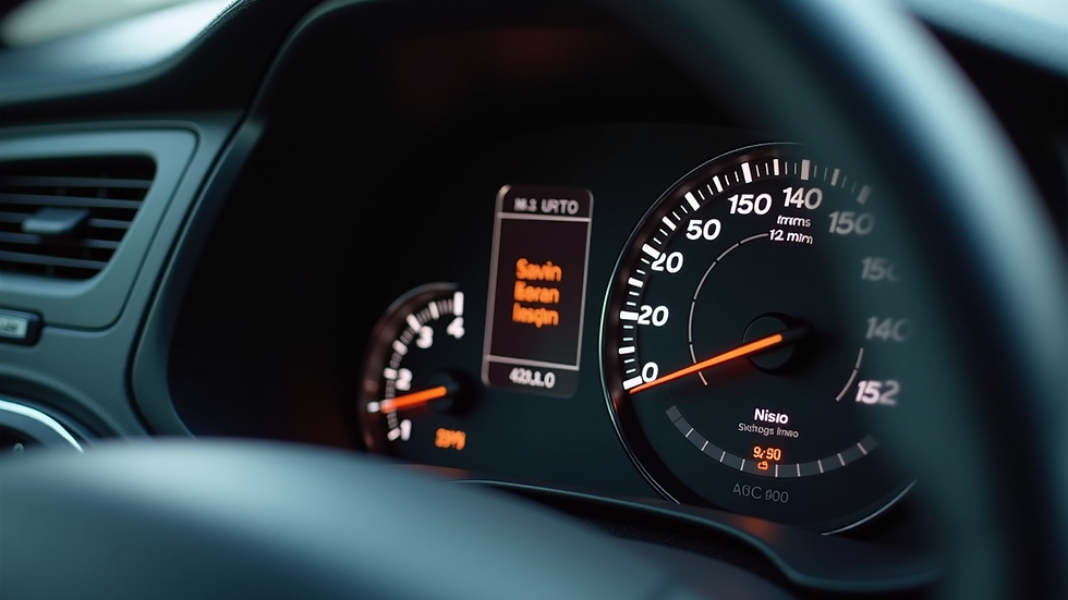 Close-up view of a car dashboard showing mileage and condition