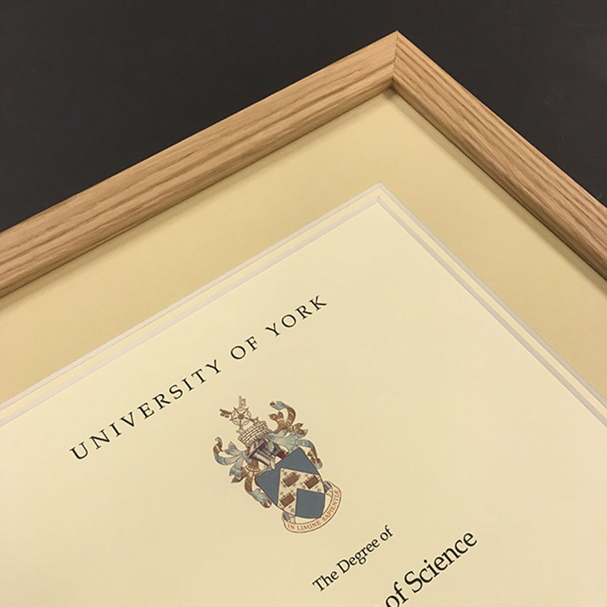 a university of york diploma in a wooden frame