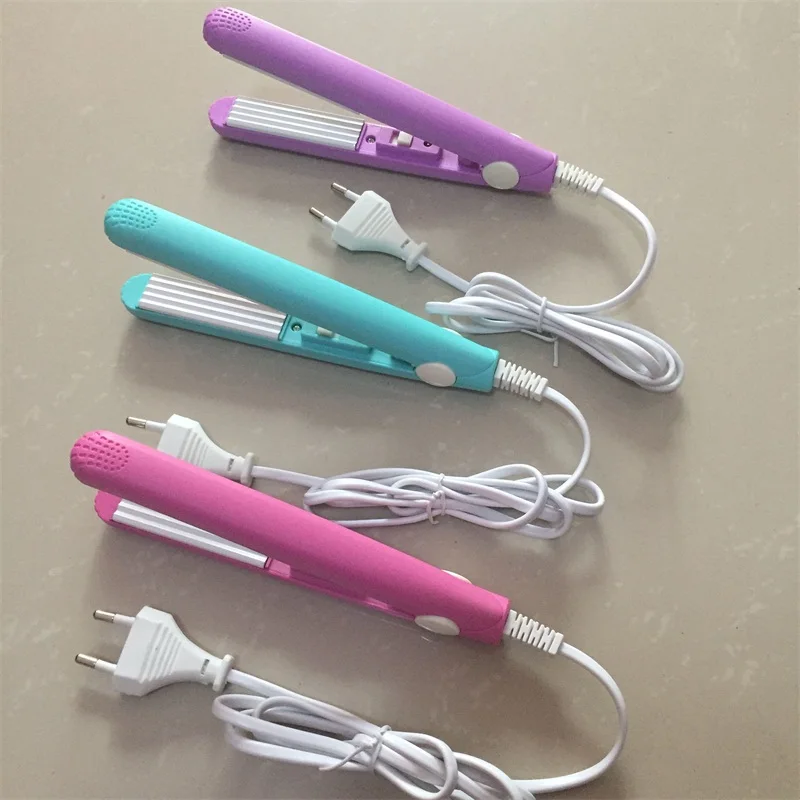 Thumbnail: 2022 New Mini Curls Hair Straightening Iron Pink Ceramic Curling Iron Corrugate 