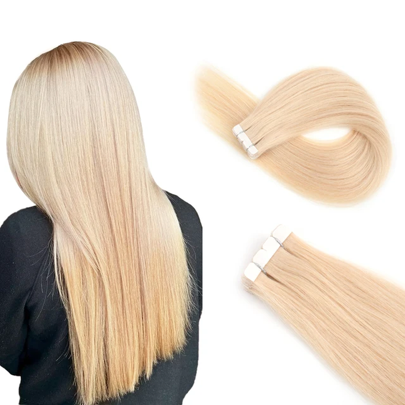 Thumbnail: Mini Tape in Human Hair Extensions Straight Seamless Skin Weft Invisible Natural