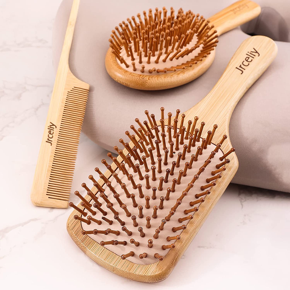 Thumbnail: 3PCS Bamboo Hair Brush Set,Natural Wooden Bamboo Brush,Combs for Women, Men, Pad