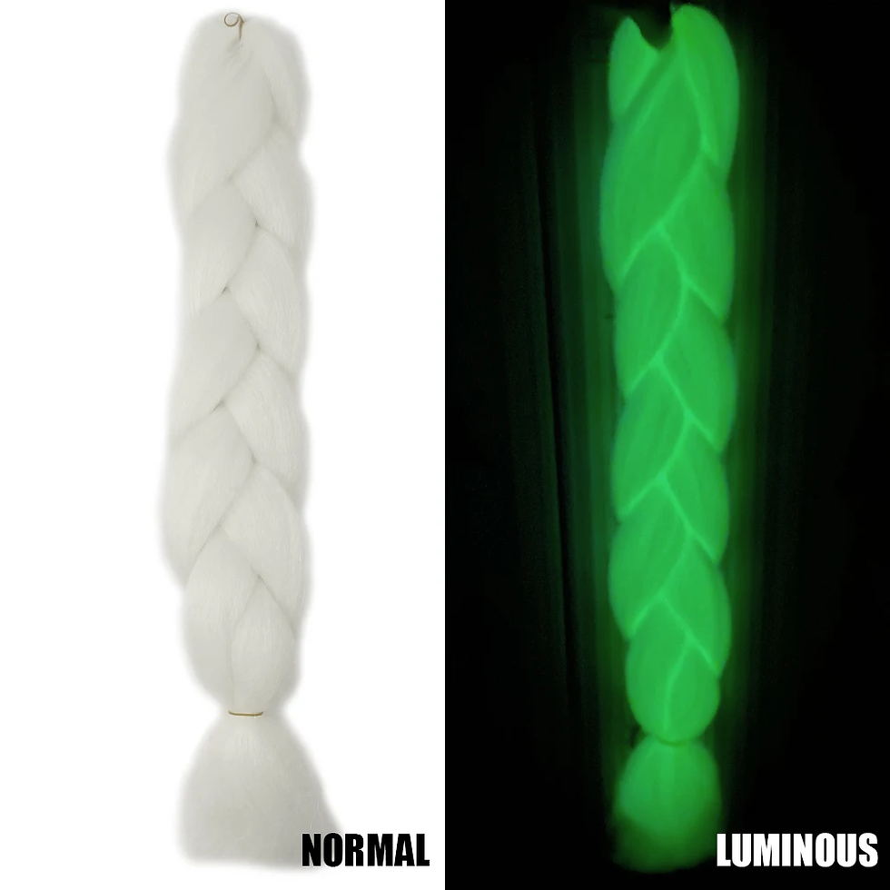 Thumbnail: Neon Glowing Hair Florescent Light Braiding Hair Synthetic Jumbo Braids Shining 