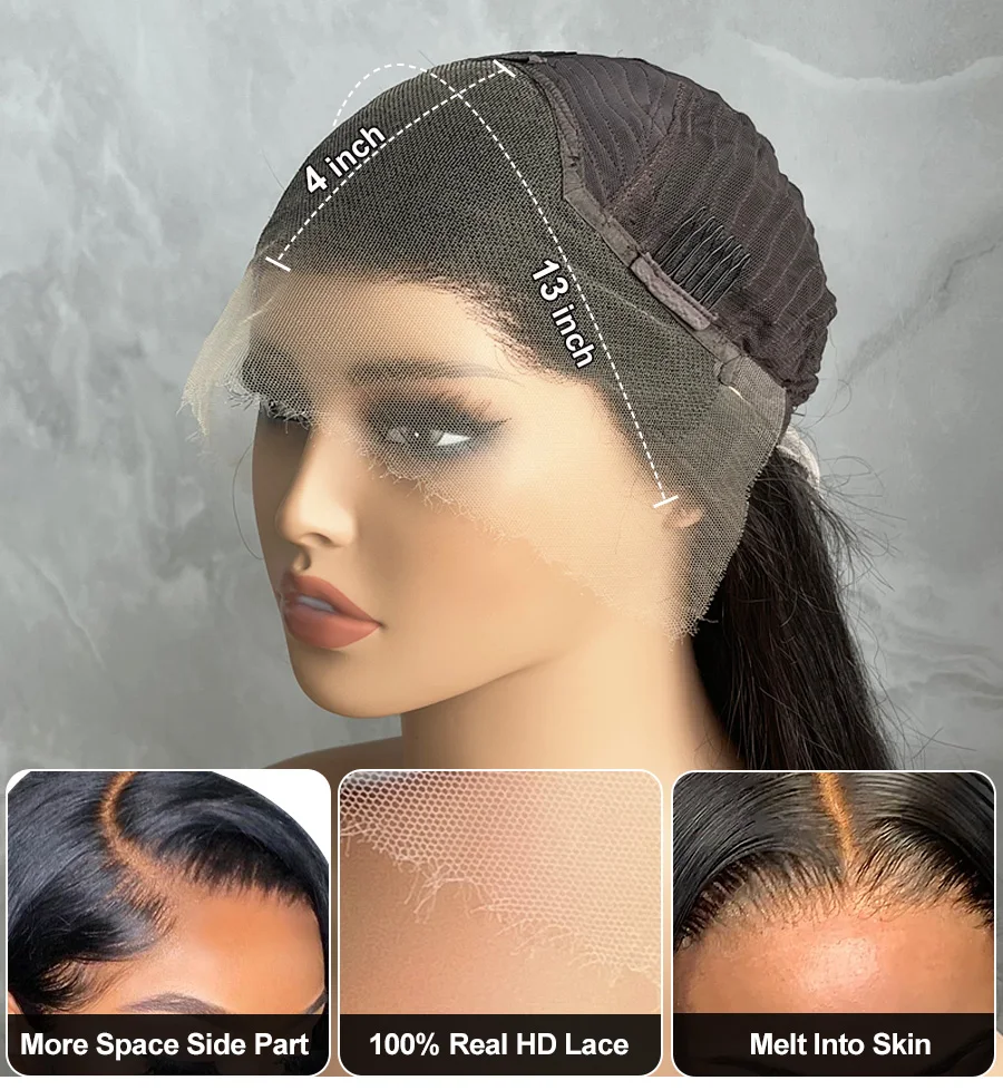 Thumbnail: 13X6 HD Lace Front Human Hair Wigs Pre Plucked 13X4 Hd Transparent Lace Front Wi