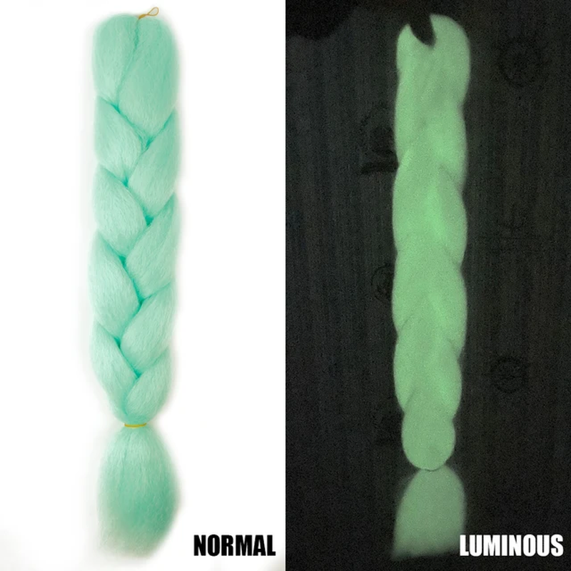 Thumbnail: Neon Glowing Hair Florescent Light Braiding Hair Synthetic Jumbo Braids Shining 