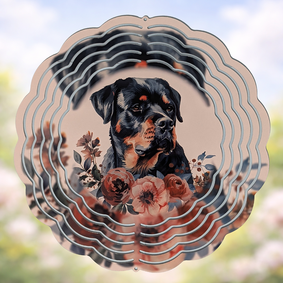 Rottweiler pastel floral wind spinner for home & garden décor 