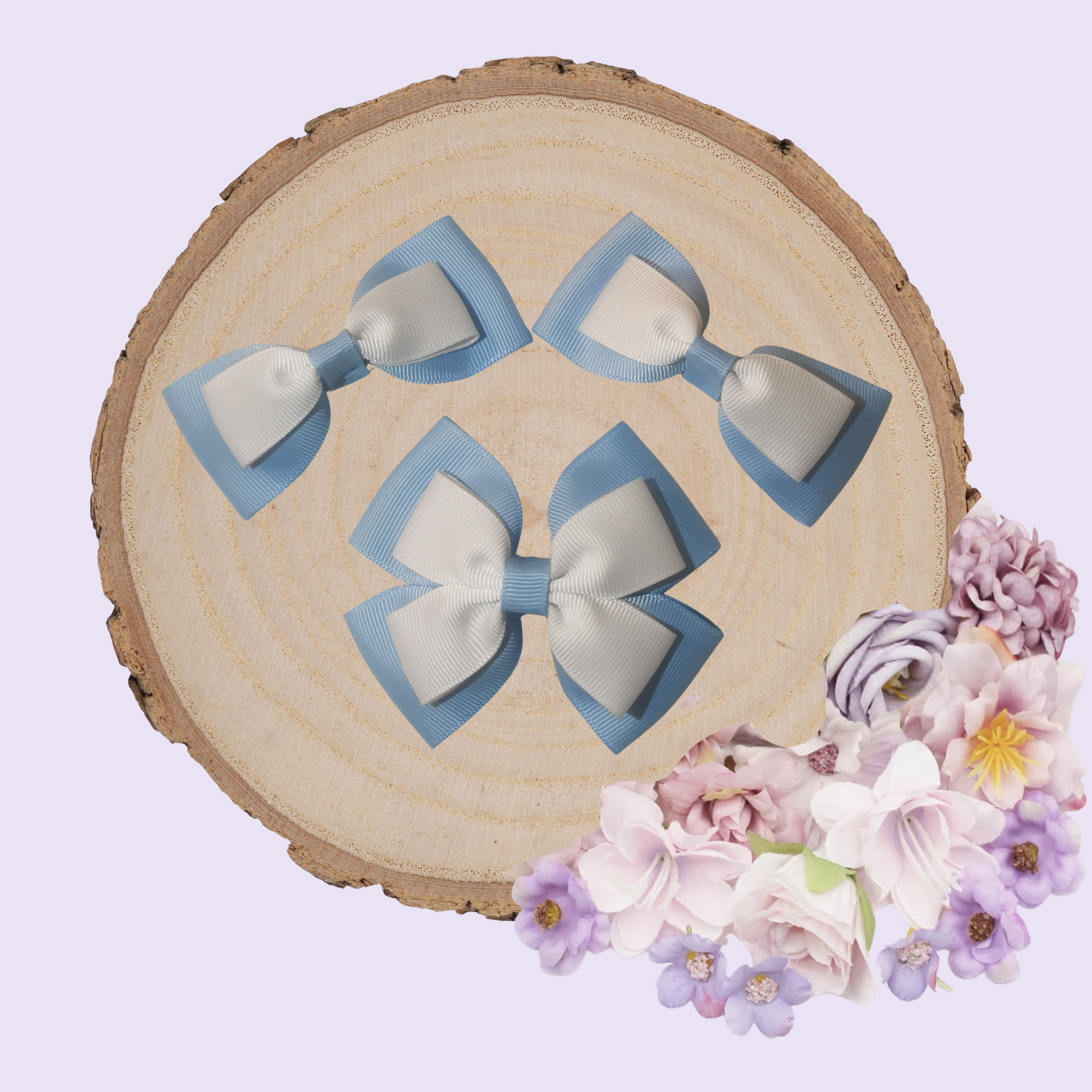 Baby Blue & White School Bow Set | Princess Evie’s Bowtique