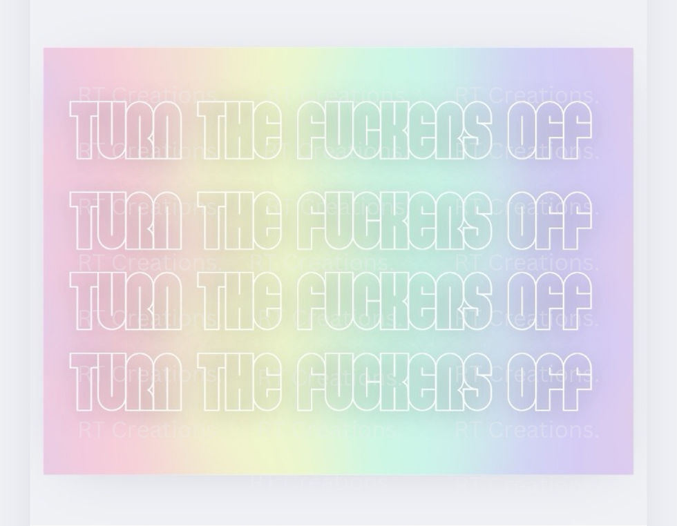⭐ Pastel Ombre “Turn the Fkers Off” Straightener Board – Humour Edition**
