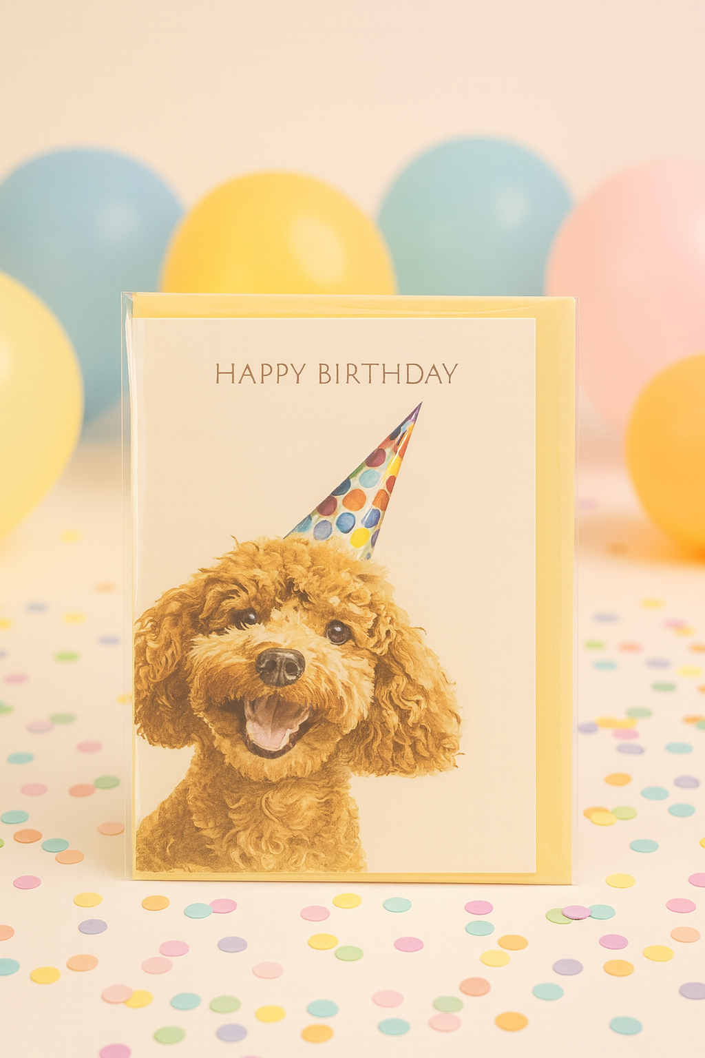 Poodle Dog Birthday Card – Cute Puppy Greeting Card – Blank Inside