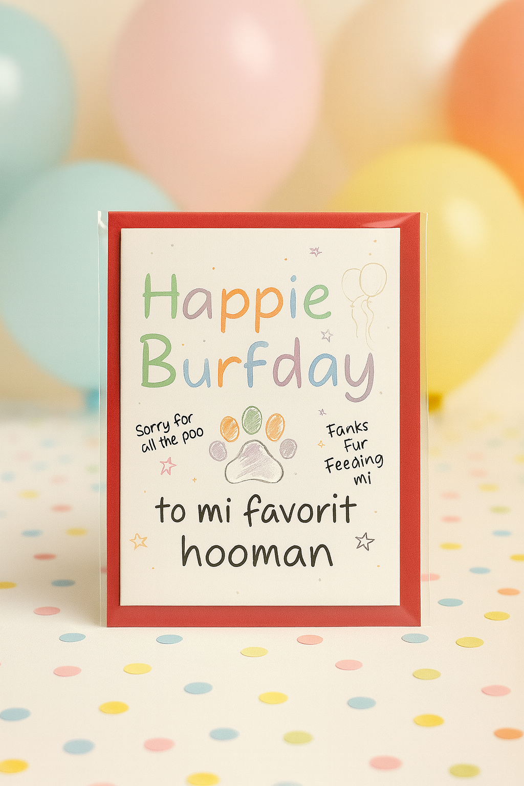 Happie Burfday Dog Birthday Card for Hooman | Funny Pet Greeting Card UK