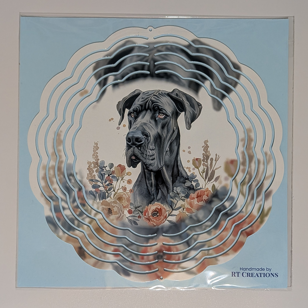Great Dane pastel floral wind spinner for home & garden décor 