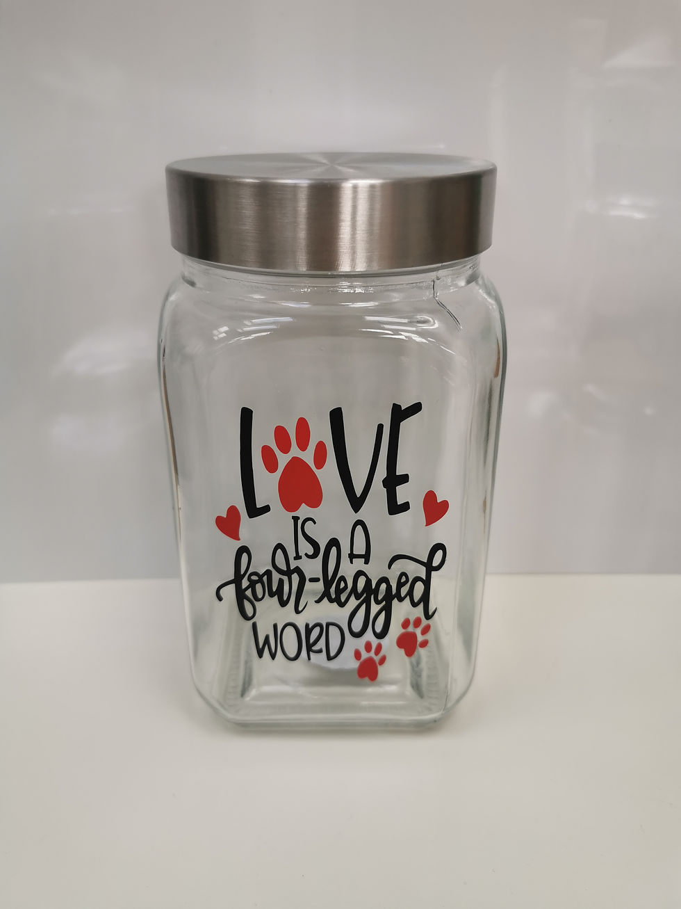 "Love is a four-legged word" - Dog Treat Glass Jar