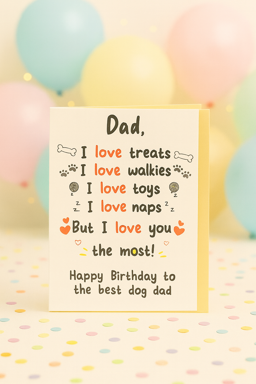 Dog Dad Birthday Card – Cute Puppy Card – Blank Inside for Pet Lovers