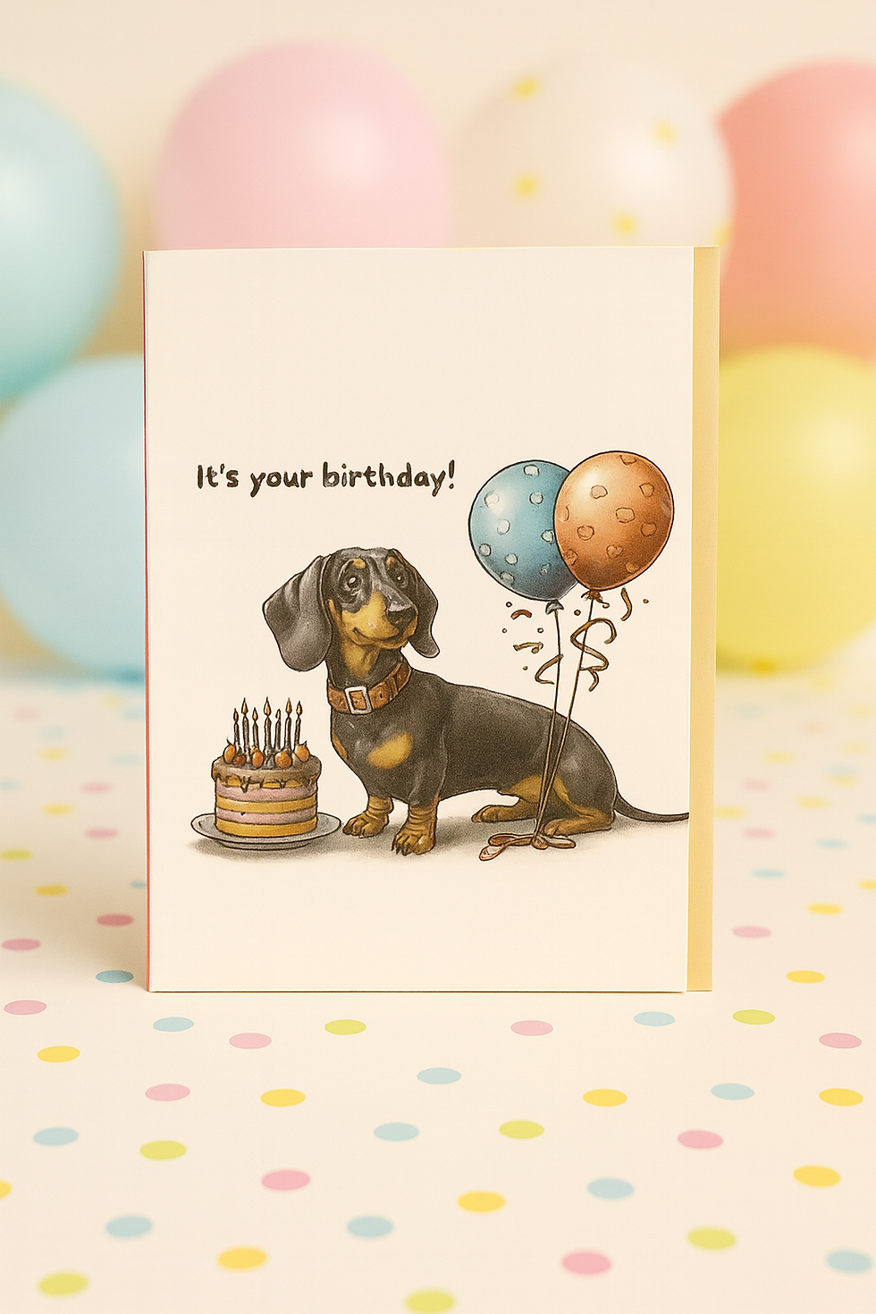 Dachshund Birthday Card – Cute Sausage Dog Card – Blank Inside for Dog Lovers