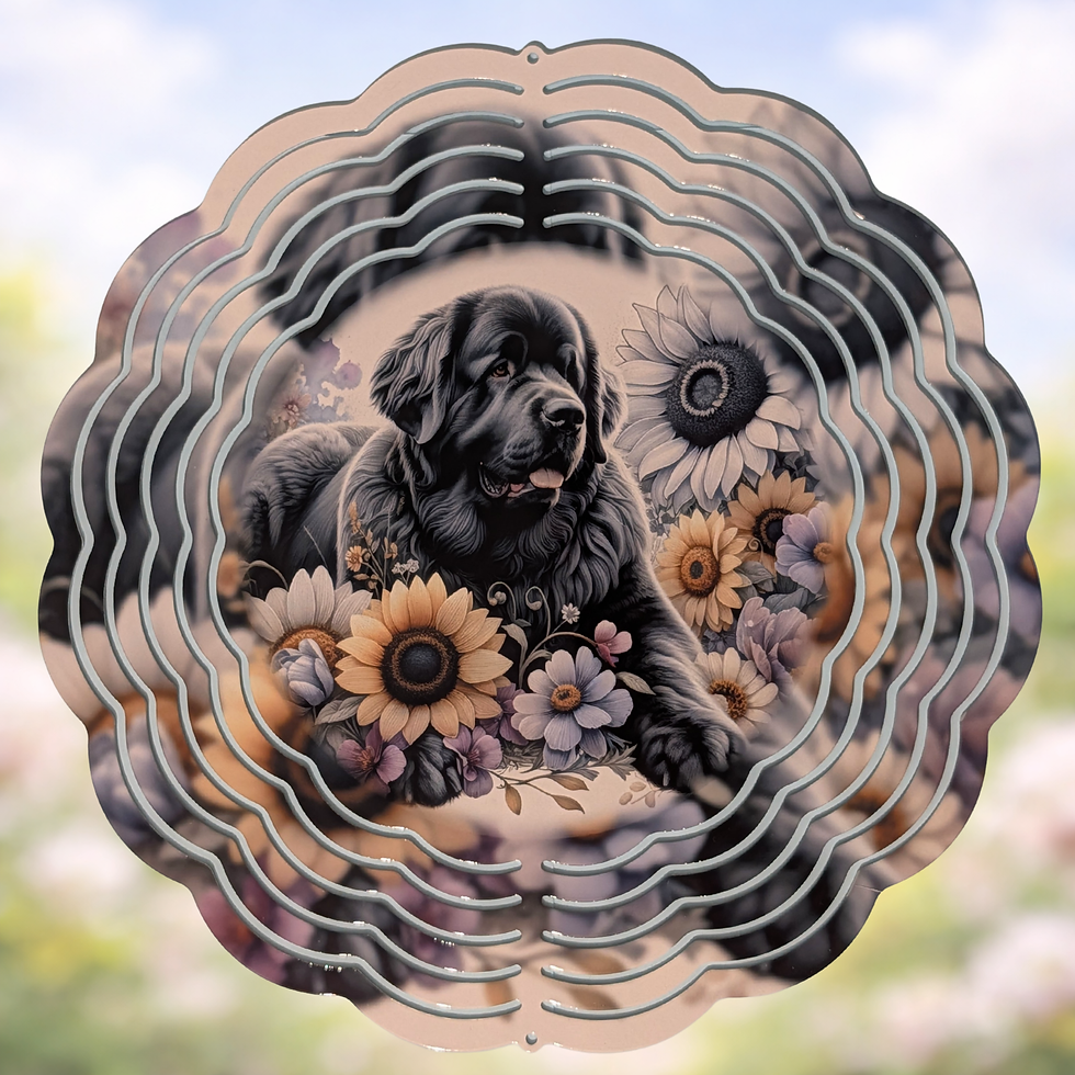 Newfoundland with flowers wind spinner for home & garden décor 