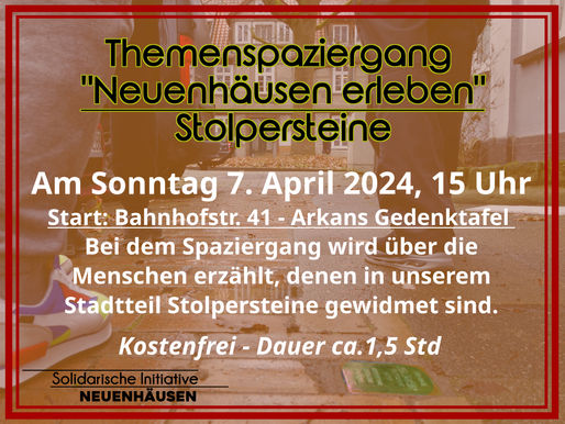 Kultur AG lädt zum Stolpersteinspaziergang