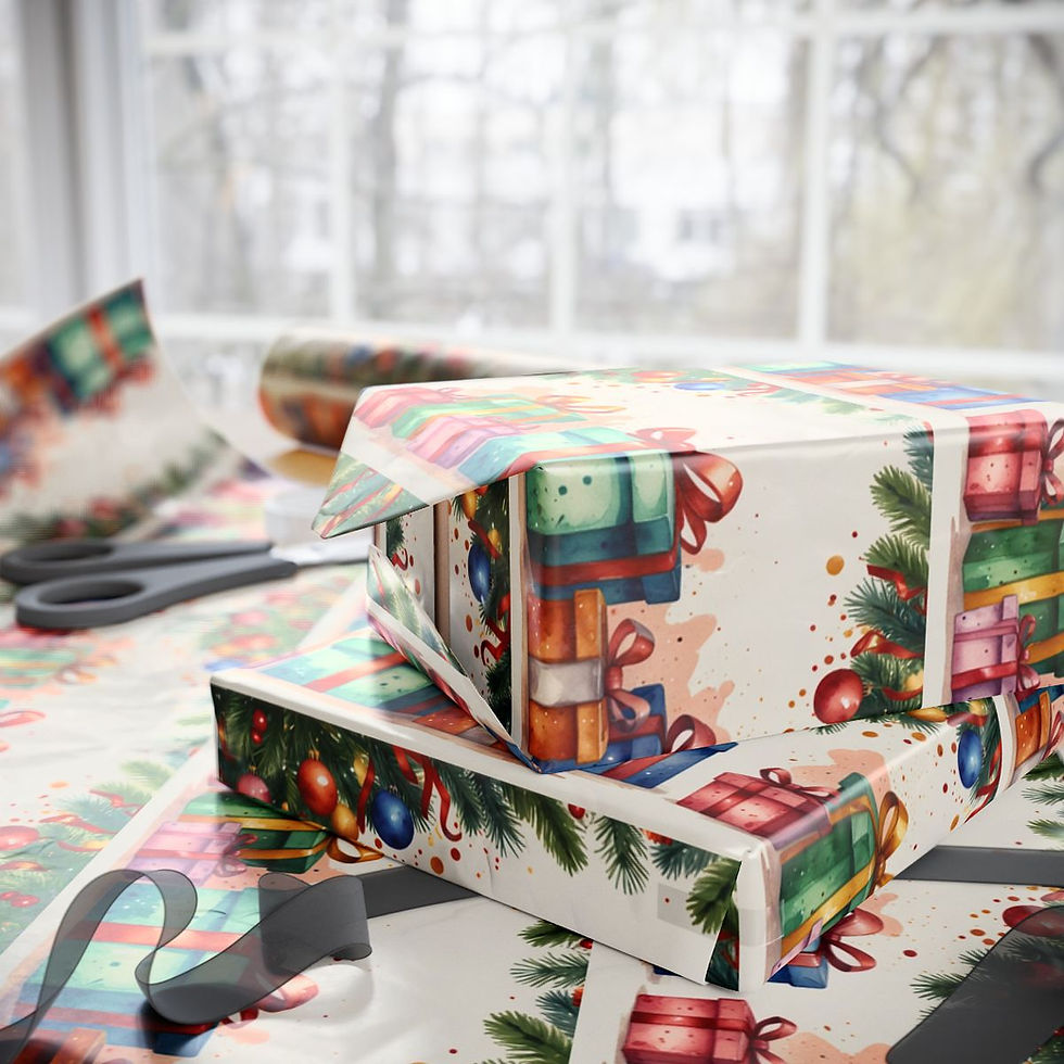 Miniature : Botanical Garden Christmas Wrapping Paper | Roseson® Floral Festive Gift Wrap