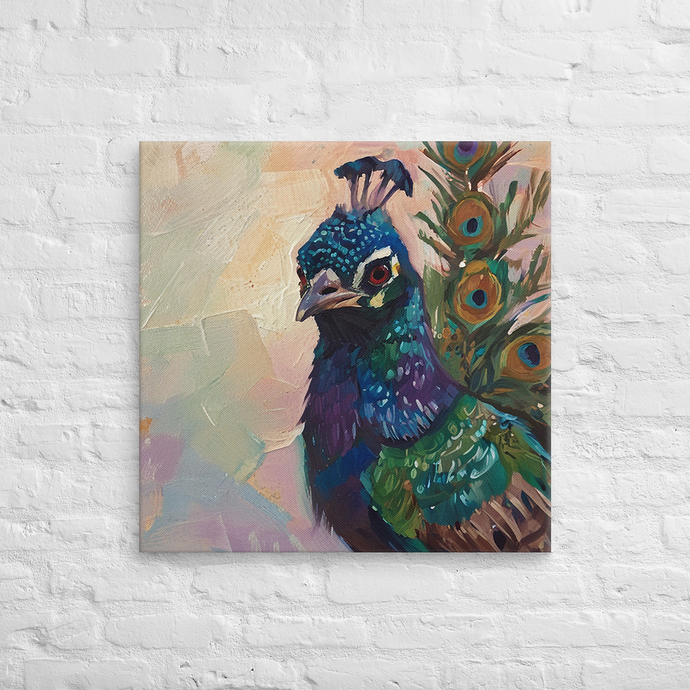 Thumbnail: Peacock Feather Canvas Wall Art | Exotic Bird Art Print | Roseson®
