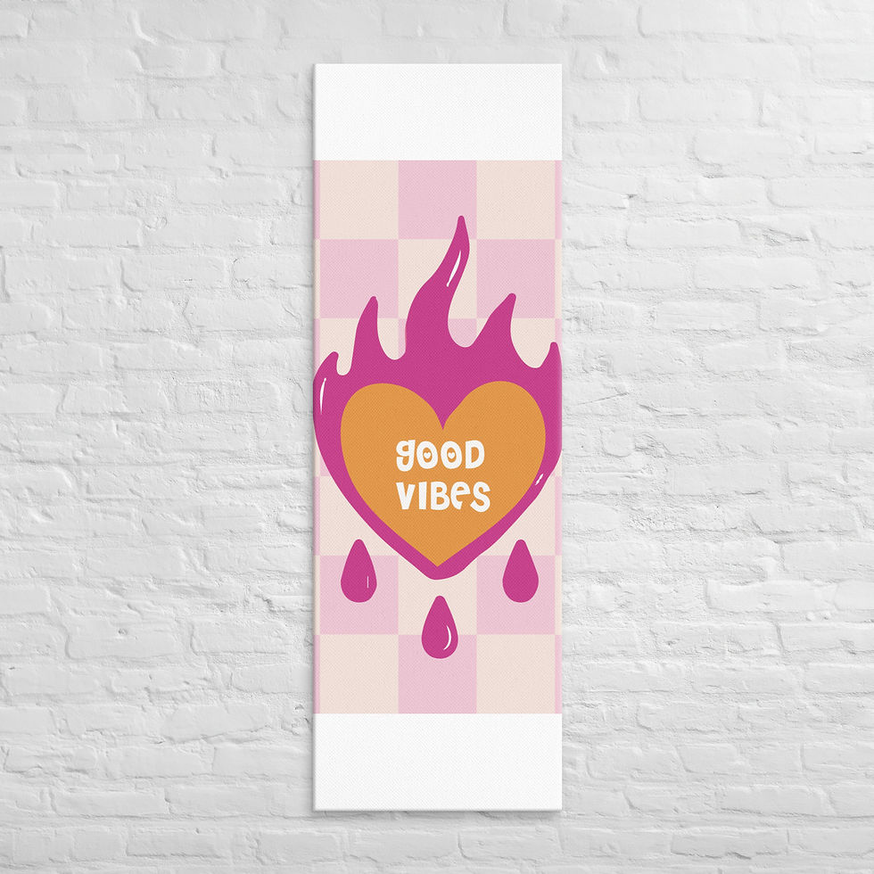 Thumbnail: Good Vibes Wall Art – Retro Pink Aesthetic Heart Print for Room Decor | Roseson®