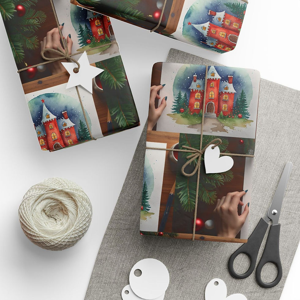 थंबनेल: Midnight Blue Christmas Wrapping Paper | Roseson® Deep Winter Holiday Wrap