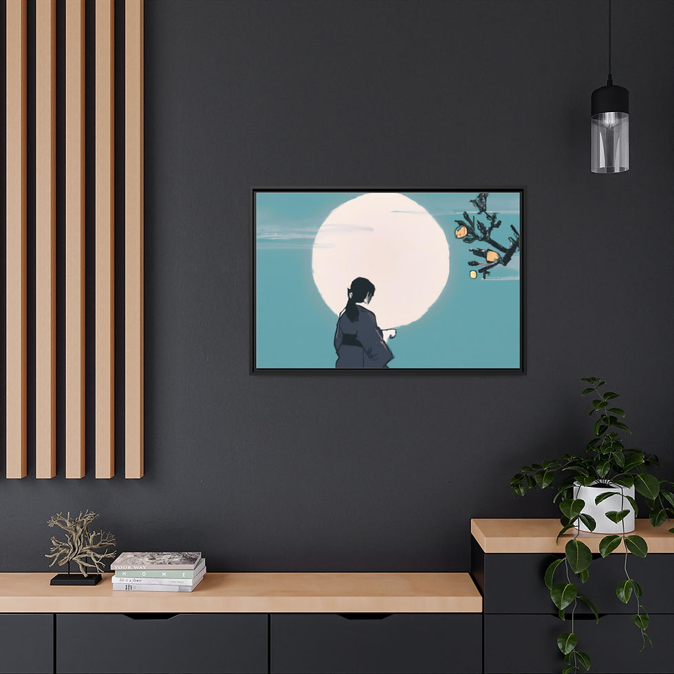 الصورة المصغرة: Boho Wall Art Canvas Print Black Frame | Roseson®