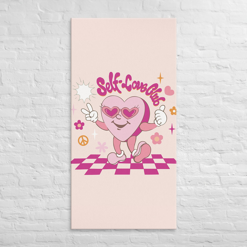 Miniature : Self Love Club Wall Art – Pink Heart Canvas Print | Positive Room | Roseson®