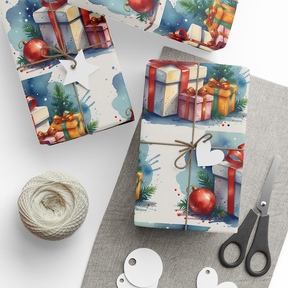 Thumbnail: Midnight Star Christmas Wrapping Paper | Roseson® Dark Festive Holiday Wrap